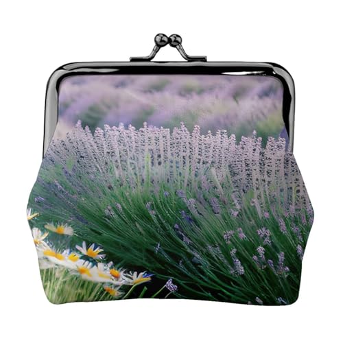 Lavendel- und Gänseblümchen-Druck, stilvolle einzigartige Münzbörse, niedliche Mini-Geldbörse mit Kussschloss, wasserdicht für Münzen von KPXXAQT