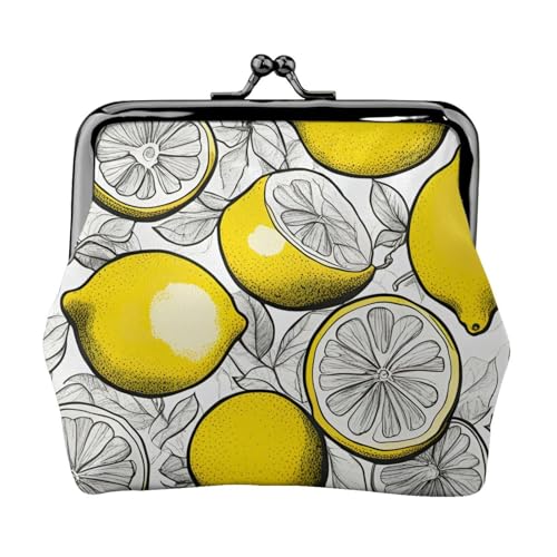 Lemon Fruit Pattern Print Stilvolle Einzigartige Münzbörse Niedliche Mini Geldbörse mit Kussschloss Wasserdicht für Münzen von KPXXAQT