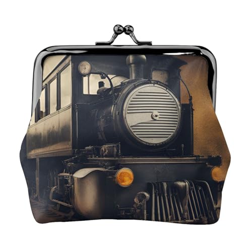 Lokomotiven-Druck, stilvolle einzigartige Münzbörse, niedliche Mini-Geldbörse mit Kussschloss, wasserdicht für Münzen von KPXXAQT