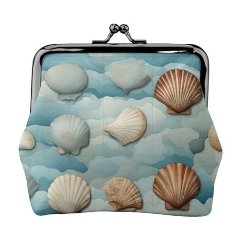 Muschel-Druck, stilvolle einzigartige Münzbörse, niedliche Mini-Geldbörse mit Kussschloss, wasserdicht für Münzen Muschel-Druck, stilvolle einzigartige Münzbörse, niedliche Mini-Geldbörse mit Kussschloss, wasserdicht für Münzen von KPXXAQT