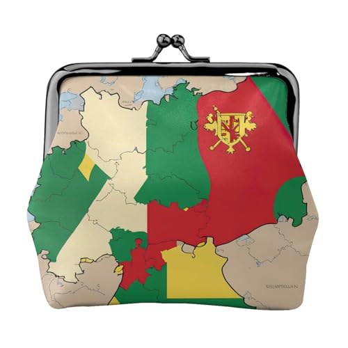 NRW - Westfalen Flagge map04 Druck Stilvolle Einzigartige Münzbörse Niedliche Mini Geldbörse mit Kussschloss Wasserdicht für Münzen von KPXXAQT