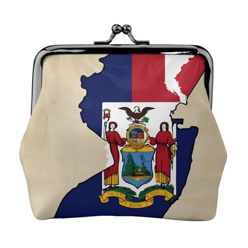 New Jersey Flag map02 Print Stilvolle einzigartige Münzbörse niedliche Mini-Geldbörse mit Kussschloss wasserdicht für Münzen von KPXXAQT