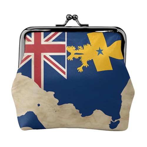 Niue Flag map01 Print Stilvolle einzigartige Münzbörse niedliche Mini-Geldbörse mit Kussschloss wasserdicht für Münzen von KPXXAQT