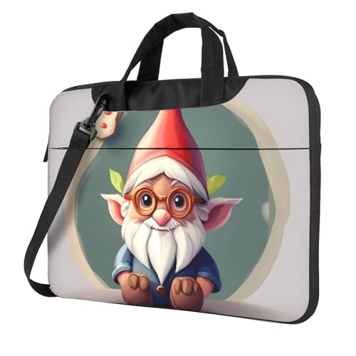 Praktische Laptoptasche mit niedlichem Zwergen-Druck, stilvolle und schützende Computertasche, einzigartig, Schwarz , 15.6 inch von KPXXAQT