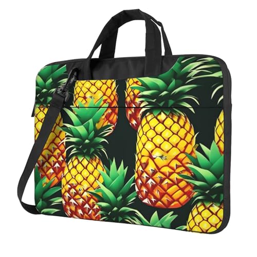 Praktische Laptoptasche mit tropischem Obst-Ananas-Druck, stilvolle und schützende Computertasche, einzigartig, Schwarz , 14 inch Praktische Laptoptasche mit tropischem Obst-Ananas-Druck, stilvolle und schützende Computertasche, einzigartig, Schwarz , 14 inch von KPXXAQT