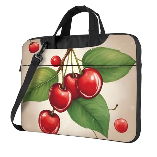 Schöne süße rote Kirsche 1 praktische Laptoptasche, stilvolle und schützende Computertasche, einzigartig, Schwarz , 15.6 inch von KPXXAQT