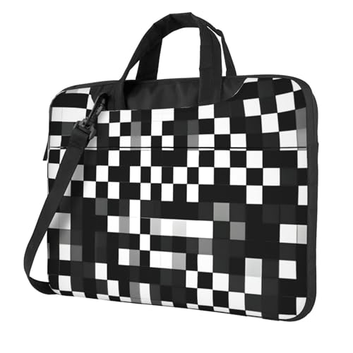 Schwarz-weiße Formel, kariertes Muster, praktische Laptoptasche, stilvolle und schützende Computertasche, einzigartig, Schwarz , 15.6 inch von KPXXAQT