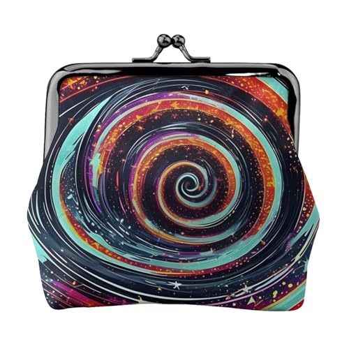 Space Spiral Cosmic Print Stilvolle Einzigartige Münzbörse Niedliche Mini Geldbörse mit Kussschloss Wasserdicht für Münzen von KPXXAQT