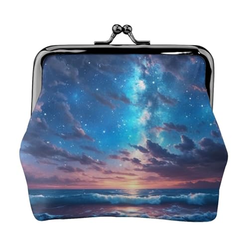Starry Night Sky Deep Print Stilvolle Einzigartige Münzbörse Niedliche Mini Geldbörse mit Kussschloss Wasserdicht für Münzen von KPXXAQT