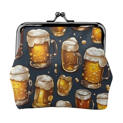 Stilvolle einzigartige Münzbörse mit Bierdruck, niedlich, Mini-Geldbörse mit Kussschloss, wasserdicht für Münzen von KPXXAQT