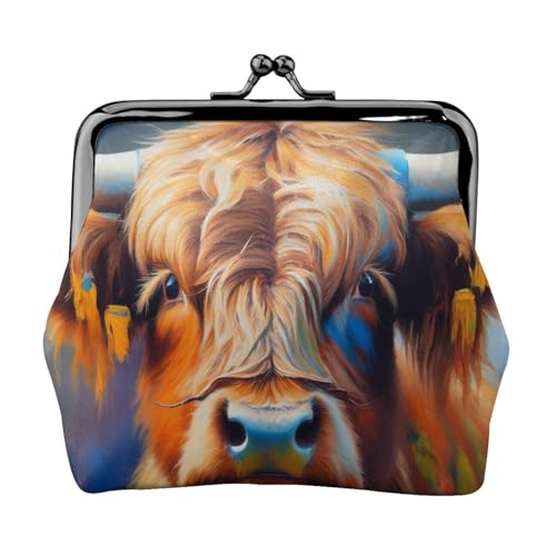 Stilvolle einzigartige Münzbörse mit Kuh-Druck, niedlich, Mini-Geldbörse mit Kussschloss, wasserdicht für Münzen von KPXXAQT