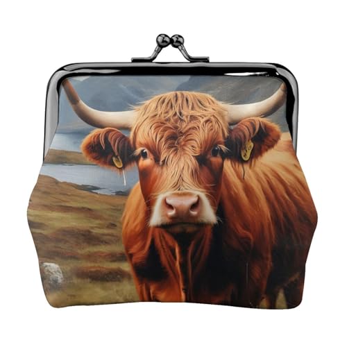 Stilvolle einzigartige Münzbörse mit Kuh-Druck, niedlich, Mini-Geldbörse mit Kussschloss, wasserdicht für Münzen von KPXXAQT