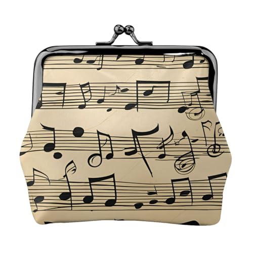 Stilvolle einzigartige Münzbörse mit Musiknoten-Druck, niedliche Mini-Geldbörse mit Kussschloss, wasserdicht für Münzen von KPXXAQT