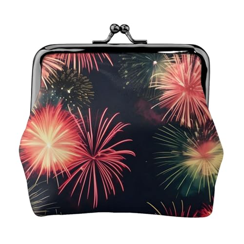 Wunderschöner Feuerwerk-Druck, stilvolle einzigartige Münzbörse, niedliche Mini-Geldbörse mit Kussschloss, wasserdicht für Münzen von KPXXAQT