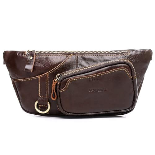 KPYWZER Gürteltasche aus echtem Leder, Vintage-Stil, für Damen und Herren, 005-Braun, Retro von KPYWZER