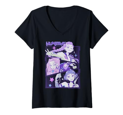 Damen KPop Demon Hunters Anime Huntrix Huntr/X T-Shirt mit V-Ausschnitt von KPop Demon Hunters