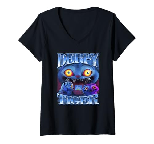 Damen KPop Demon Hunters Derpy Tiger Bootleg T-Shirt mit V-Ausschnitt Damen KPop Demon Hunters Derpy Tiger Bootleg T-Shirt mit V-Ausschnitt von KPop Demon Hunters