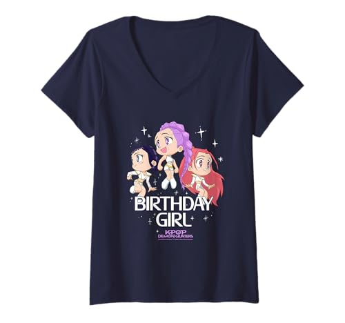 Damen KPop Demon Hunters Huntrix Birthday Girl Group T-Shirt mit V-Ausschnitt von KPop Demon Hunters