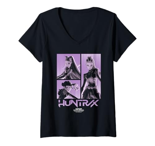 Damen KPop Demon Hunters Huntrix Huntr/X Band Grid Back T-Shirt mit V-Ausschnitt Damen KPop Demon Hunters Huntrix Huntr/X Band Grid Back T-Shirt mit V-Ausschnitt von KPop Demon Hunters