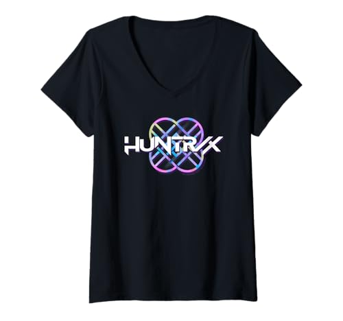 Damen KPop Demon Hunters Huntrix Huntr/X Pastel Logo T-Shirt mit V-Ausschnitt von KPop Demon Hunters