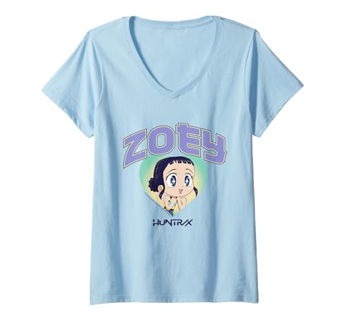 Damen KPop Demon Hunters Huntrix Zoey Collegic T-Shirt mit V-Ausschnitt Damen KPop Demon Hunters Huntrix Zoey Collegic T-Shirt mit V-Ausschnitt von KPop Demon Hunters