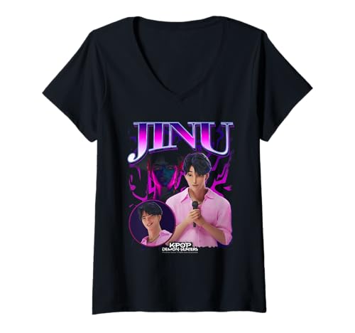 Damen KPop Demon Hunters Jinu Bootleg T-Shirt mit V-Ausschnitt von KPop Demon Hunters