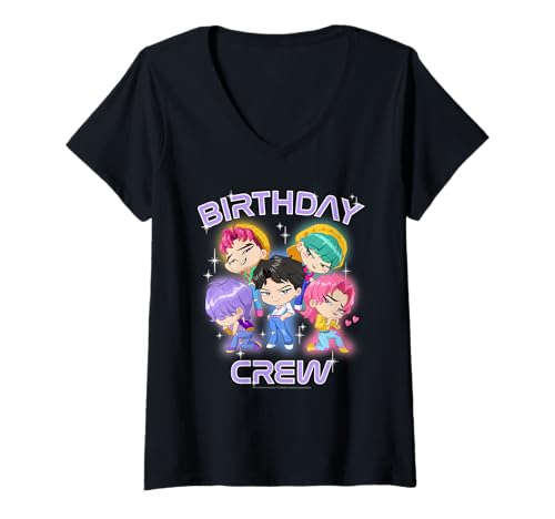 Damen KPop Demon Hunters Saja Boys Birthday Crew Group T-Shirt mit V-Ausschnitt von KPop Demon Hunters