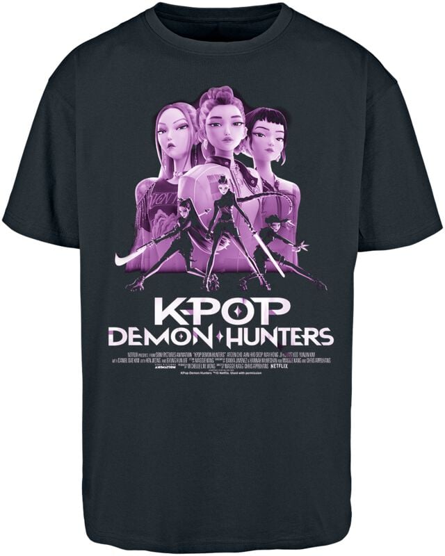 KPop Demon Hunters - Anime Oversize T-Shirt - Huntrix Billboard Poster - S bis XXL - Größe XXL - schwarz  - Lizenzierter Fanartikel von KPop Demon Hunters
