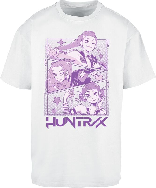 KPop Demon Hunters Huntrix Manga Panels Oversize T-Shirt weiß in S von KPop Demon Hunters