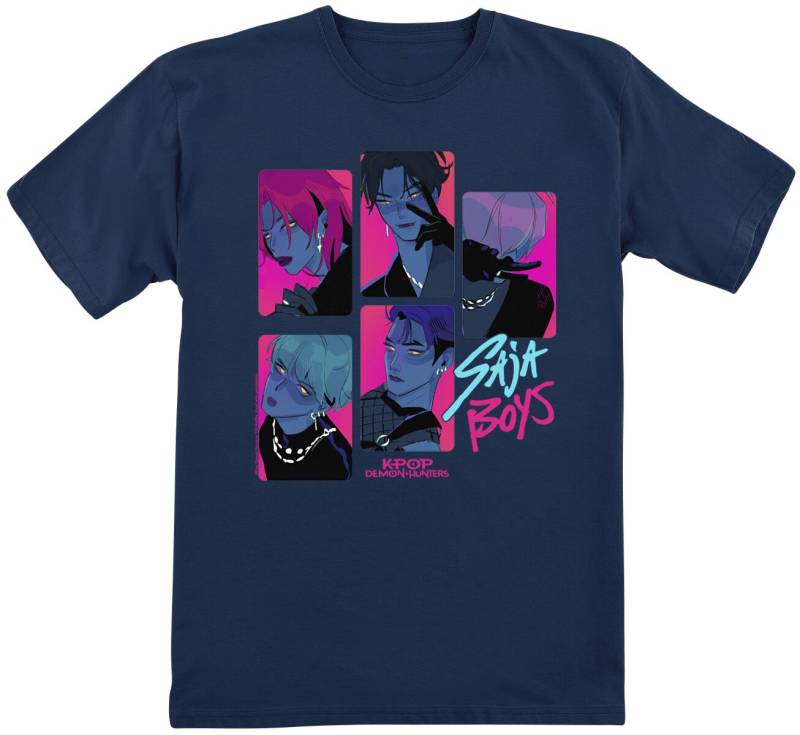 KPop Demon Hunters - Anime T-Shirt für Kinder - Saja Boys Demons - für Mädchen & Jungen - navy  - Lizenzierter Fanartikel von KPop Demon Hunters