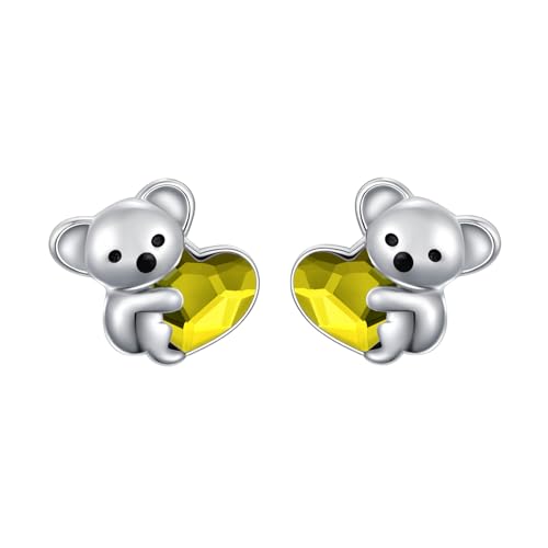 Koala Ohrringe Mädchen 925 Sterling Silber August Geburtsstein Frauen Ohrstecker hypoallergen Koala Bär Tier Schmuck Geburtstag und Weihnachten Geschenke von KQ&TTENG