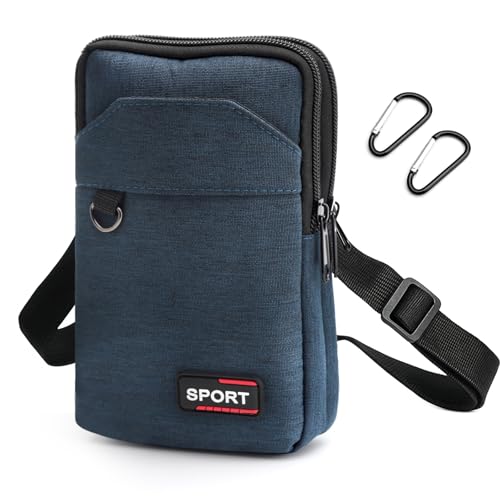 KQDRAVINE 7-Zoll Handytasche Zum Umhängen 3-Lagen Taschen Handy Tasche Zum Umhängen, Herren Handtaschen kleine Umhängetasche Herren mit Abnehmbaren und Verstellbaren Schultergurten für Wandern Sport von KQDRAVINE