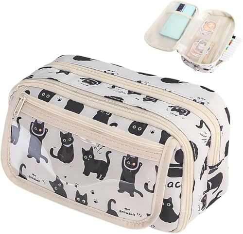 KQDRAVINE FedermäPpchen MäDchen Katze, MäPpchen Mit Mehreren TrennwäNden FüR Angemessenen Stauraum, Pencil Case Federtasche Geeignet FüR MäDchen, Teenager Und Schulen von KQDRAVINE