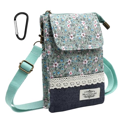 KQDRAVINE Handytasche Zum Umhängen mit Karabiner, Handy Umhängetasche Damen, Leichte Crossbody Schultertasche Kleine Tasche, Verstellbar Kleine Umhängetasche mit Schultergurt für Alltag Schule Einkauf von KQDRAVINE