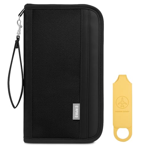 KQDRAVINE Reisepass Organizer mit Gepäckanhänger, Passport Holder mit RFID-Blocker, Reiseunterlagen Organizer Reisedokumententasche Tragbare Reisepasshülle Ausweistasche für Damen und Herren von KQDRAVINE