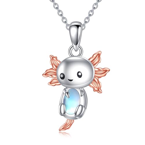 Axolotl Kette für Damen Sterling Silber 925 Axolotl Anhänger Schmuck Mondstein Geschenke für Damen von KQF
