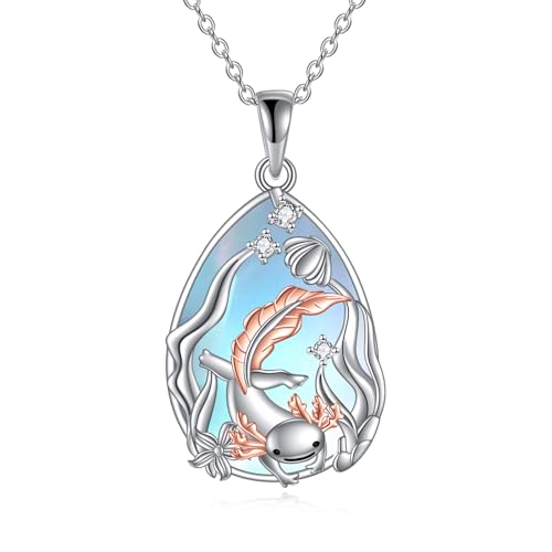 Axolotl Kette für Damen Sterling Silber Axolotl Schmuck Mondstein Anhänger Kette Ozeankette Geschenke für Damen von KQF
