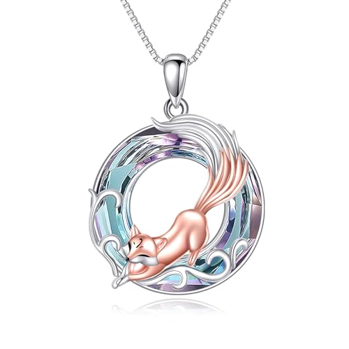 Fuch Kette für Damen Sterling Silber Kristall Anhänger Fuch Schmuck Tier Kette für Damen von KQF