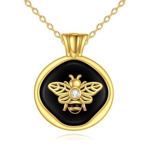 Bienen Kette für Damen Sterling Silber Bienen Schmuck Schwarz Onyx Anhänger Kette Geschenke für Damen von KQF