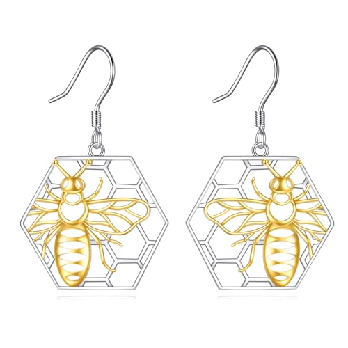 Bienen Ohrringe für Damen Sterling Silber Bienen Schmuck Bienen Stock Ohrringe Geschenk für Damen Mädchen von KQF