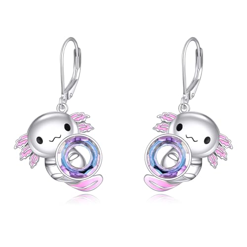 Axolotl Ohrringe für Damen Sterling Silber Salamander Ohrringe Axolotl Schmuck Kristall Ohrringe Geschenke für Damen von KQF