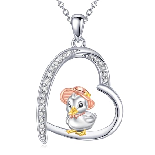 Ente Ketten Sterling Silber Pferd Anhänger Schmuck Niedliche Tier Ketten Geschenke für Damen Mädchen von KQF