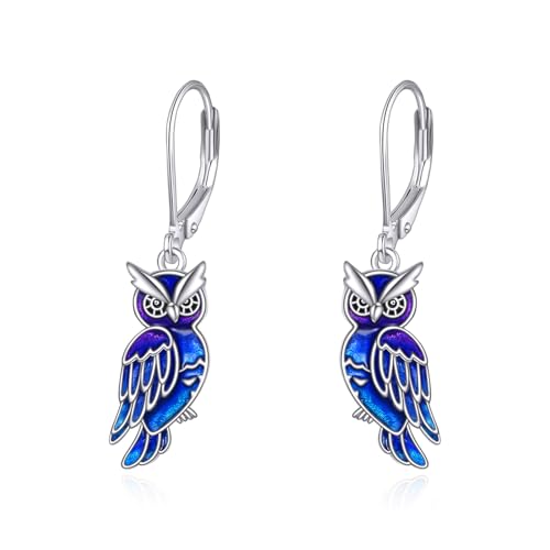 Eule Ohrringe Hängend Sterling Silber 925 Eule Schmuck Geschenke für Damen von KQF