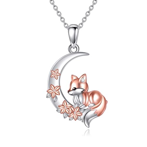 Fuchs Kette für Damen Sterling Silber Fuch Schmuck Anhänger Kette Mond Kette Geschenk für Damen von KQF