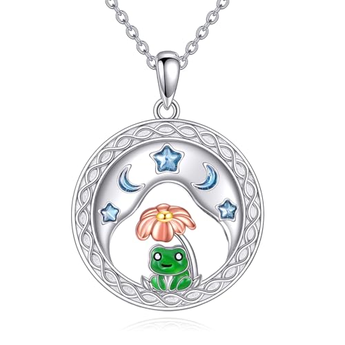 Frosch Kette für Damen Sterling Silber Frosch Schmuck Blume Anhänger Kette Geschenke für Damen von KQF