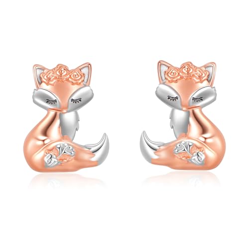 Fuchs Ohrringe für Damen Sterling Silber Fuchs Ohrstecker Rose Gold überzogene Tier Schmuck Geschenke für Damen von KQF