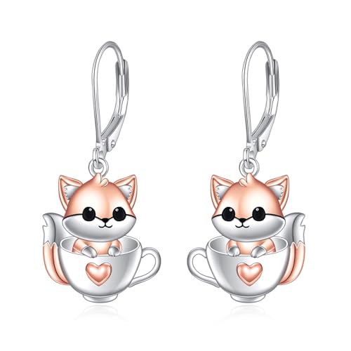 Fuchs Ohrringe für Damen Sterling Silber Fuchsschmuck Niedliche Tier Geschenke für Damen Mädchen von KQF