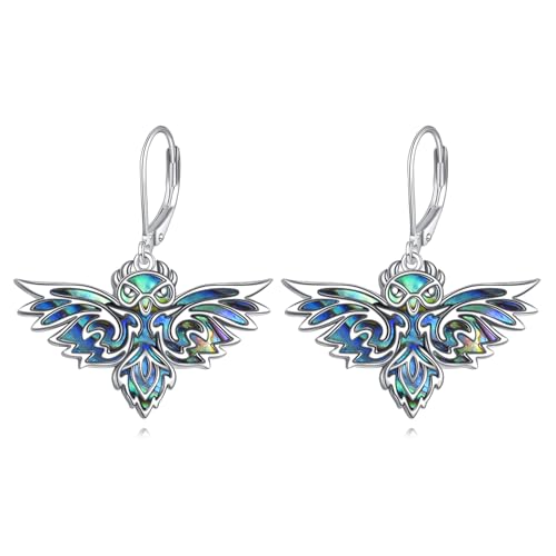 Eule Ohrring für Damen Sterling Silber Eule Schmuck Abalone Muscheln Dangle Geschenke für Damen von KQF