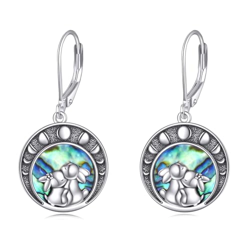 Häschen Ohrringe für Damen Sterling Silber Häschen Schmuck Abalone Muscheln Dangle Geschenke für Damen Mädchen von KQF