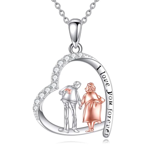 KQF Oma-Halskette für Frauen Sterling Silber Oma und Opa Herz-Halskette Weihnachts- und Muttertagsgeschenke für Oma, Nana, Ehefrau von Tochter, Enkelin von KQF